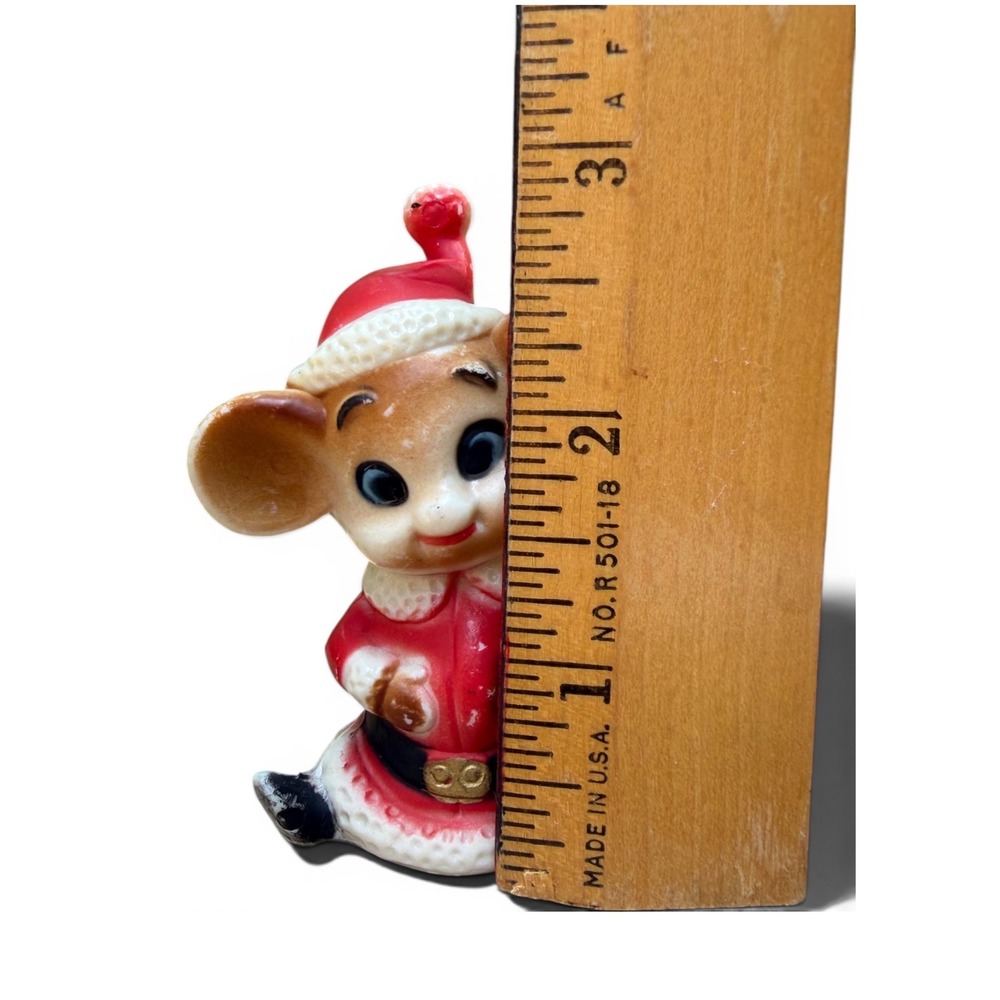 Vintage Christmas Mouse Elf Figurine Santa Suit Hat Made in Hong Kong Retro - Picture 8 of 8